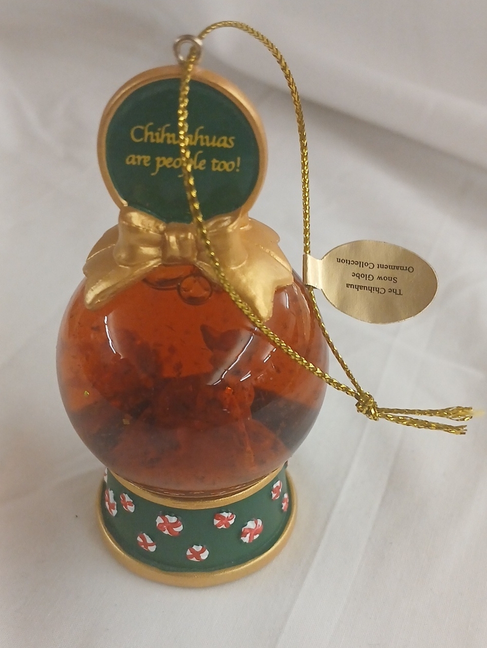 Chihuahua Snow Globe Ornament Bath & Body Accent - Green/Gold